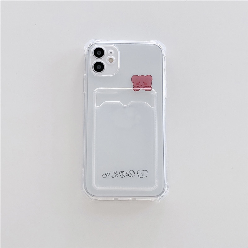 Ốp Điện Thoại TPU Mềm Dạng Ví Hình Gấu/Thỏ Hoạt Hình Có Ngăn Đựng Thẻ Cho Iphone 7 8 Plus X XR XS MAX 13 12 Pro 11