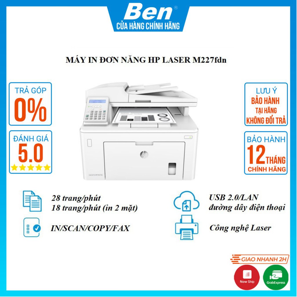 Máy in đa chức năng HP LaserJet Pro MFP M227fdn_1Y WTY_G3Q79A