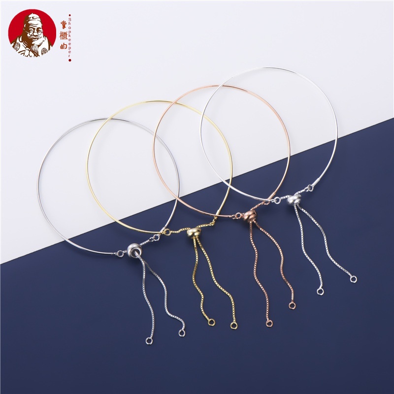 Vòng Tay Bạc 925 Đính Hạt Có Thể Điều Chỉnh DIY