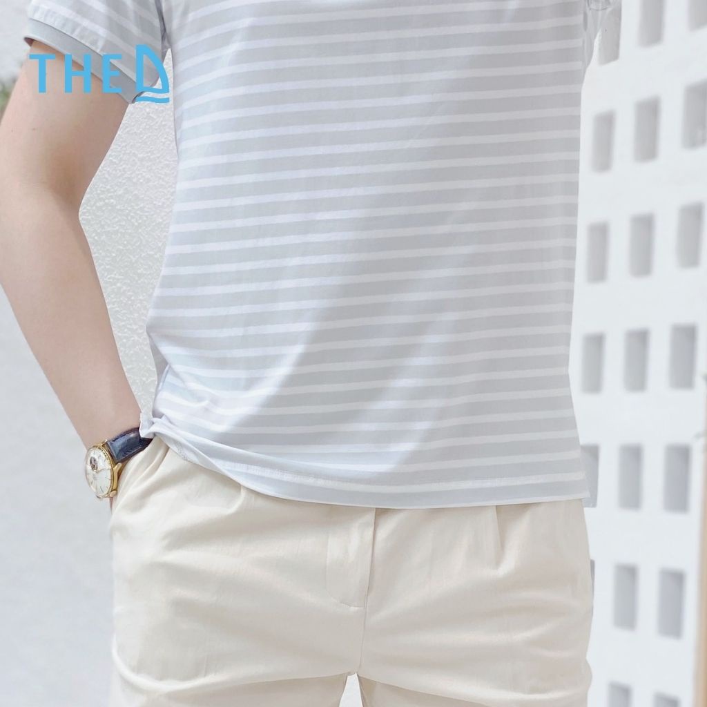 Áo Polo Nam Cotton The D Kẻ Sọc Dáng Regular Fit, Chất Liệu Cotton Mềm Mịn, Thoáng Mát, Thấm Hút Tốt AP 5510