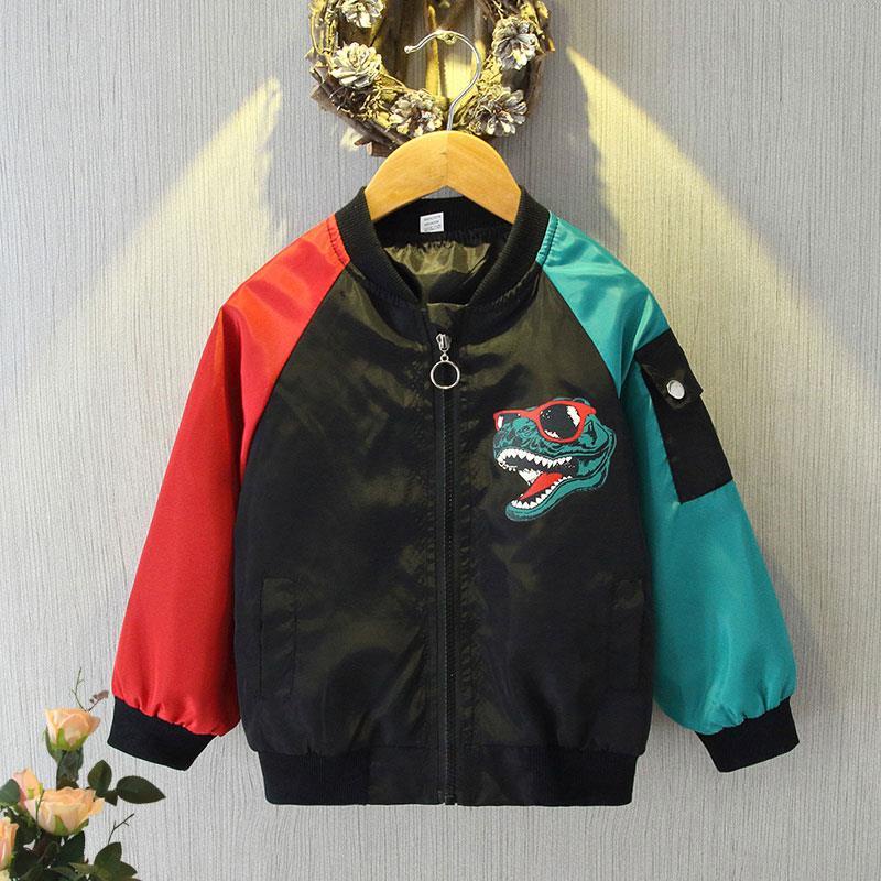 Áo khoác bóng chày họa tiết hoạt hình dễ phối đồ phong cách xuân thu thời trang thường ngày cho bé trai