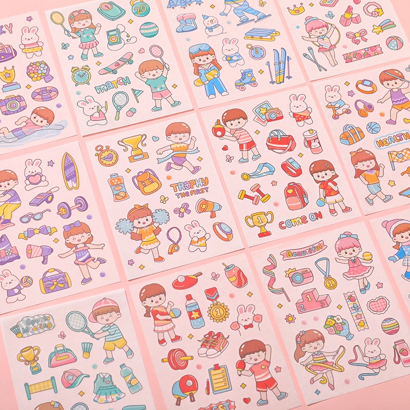 Set 4 Tấm Sticker Dán Trang Trí Họa Tiết Hoạt Hình Dễ Thương