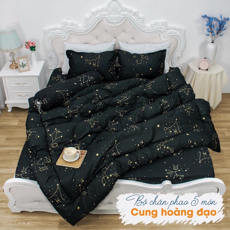 [Có video quay thật] BỘ CHĂN PHAO GA GỐI COTTON POLY 5 MÓN, Bộ chăn phao dày dặn, Bộ chăn phao cao cấp, chăn phao giá rẻ | BigBuy360 - bigbuy360.vn