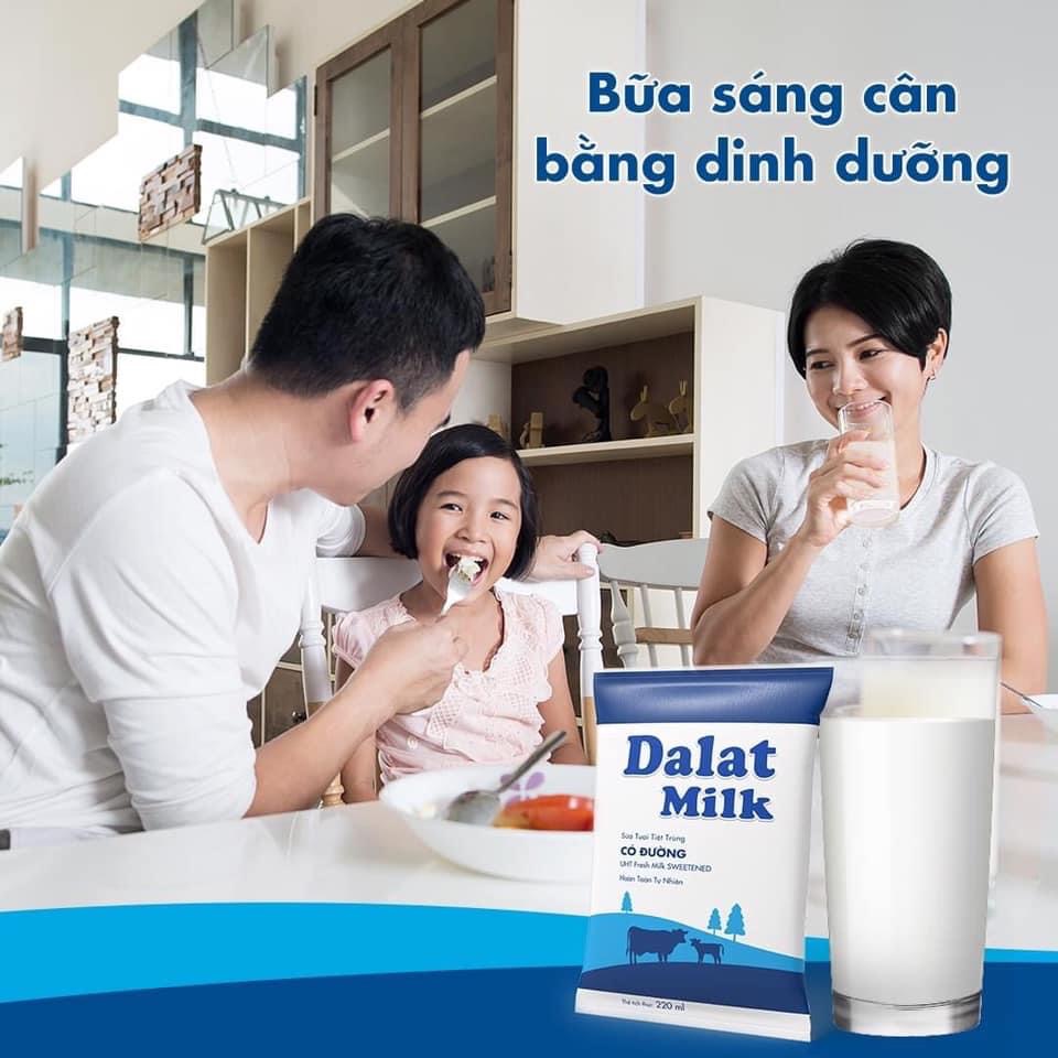 Sữa túi 220 ml Đà Lạt không đường, Có đường, ít đường | BigBuy360 - bigbuy360.vn