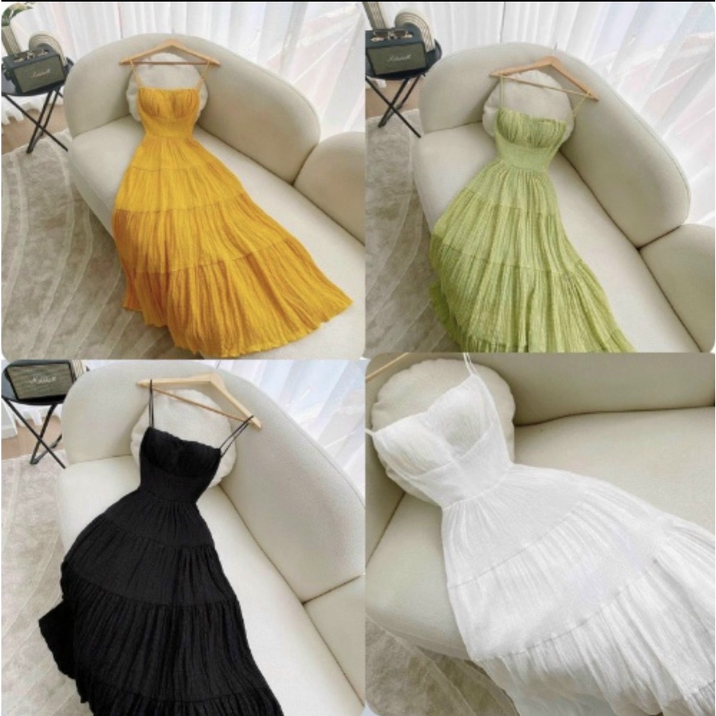 Đầm maxi 2 dây có mút ngực vải xốp siêu sexy