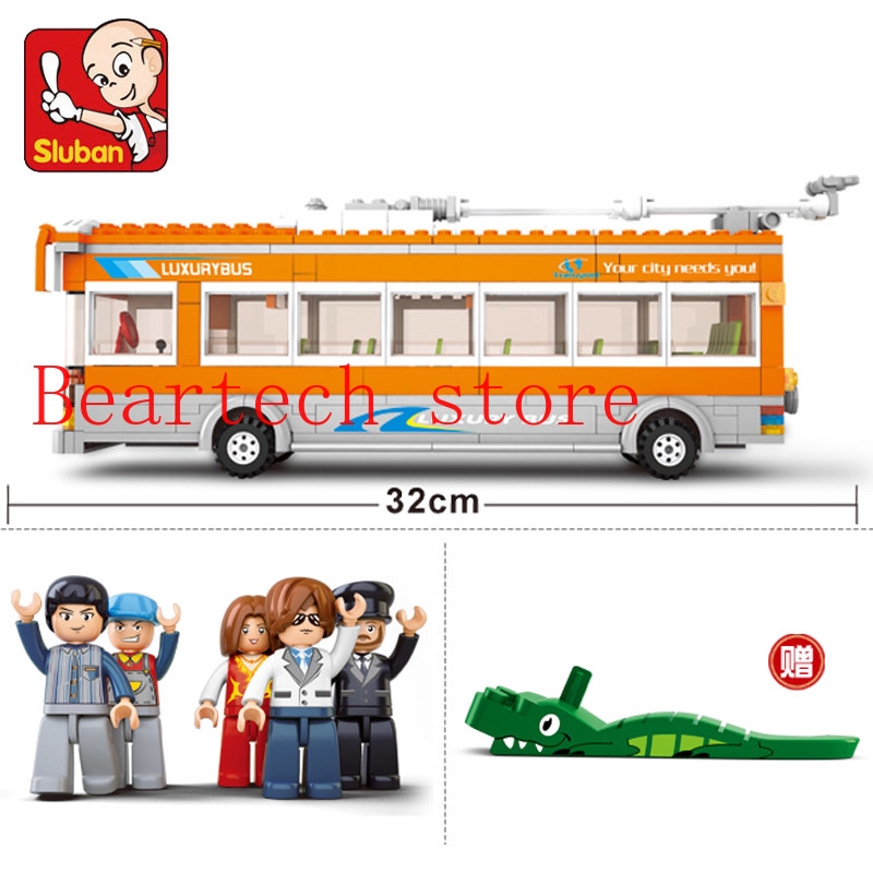 Sluban 032 bộ đồ chơi lego mô hình xe buýt thành phố cho trẻ em