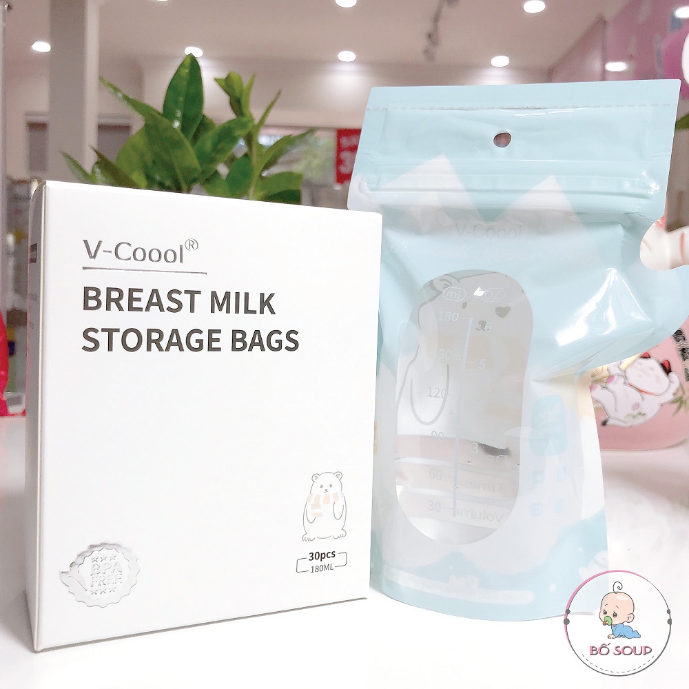 Túi trữ sữa Vcoool cao cấp hộp 30 túi 180ml có vòi rót tiện lợi Shop Bố Soup