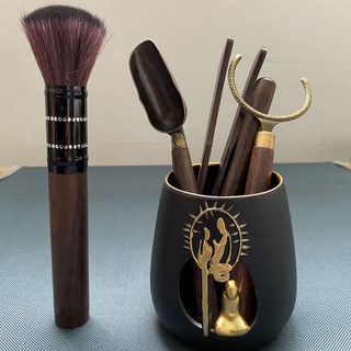 Bộ trà cụ bằng đồng khắc bàn tay phật 5 món