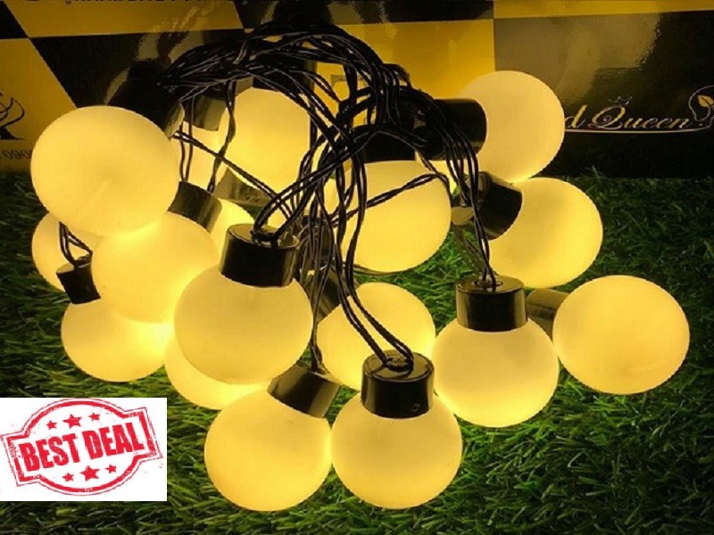 Dây đèn trang trí 5m 20 bóng tròn có phích nối, đèn LED bóng tròn trang trí trong nhà và ngoài trời