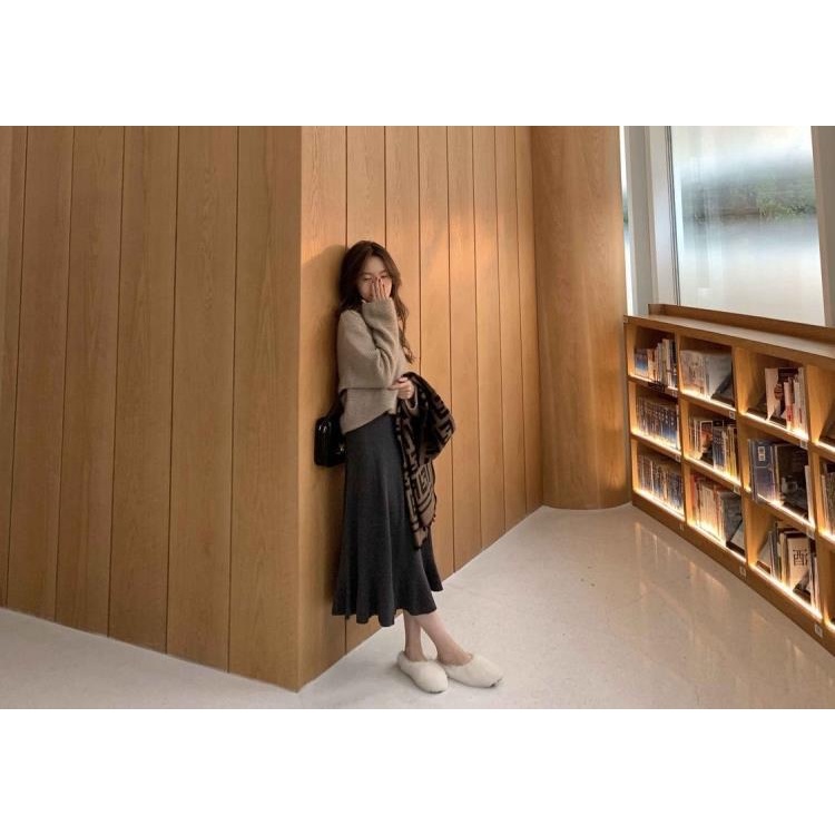 Áo sweater dệt kim vải len acrylic phong cách Pháp thời trang