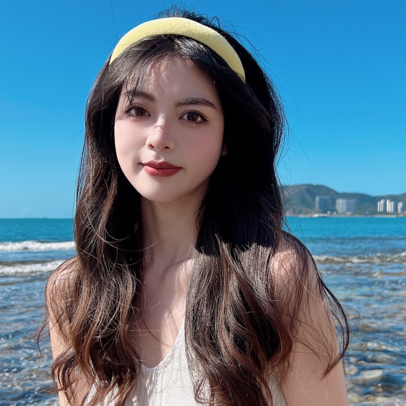 Băng Đô Cài Tóc Đính Hoa Màu Xanh Dương Thời Trang Hàn Quốc Xinh Xắn Cho Nữ