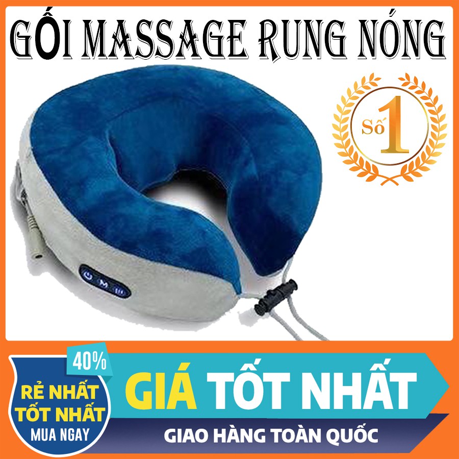 [MUA NGAY] Gối Massage Rung Nóng, Gối Massage Cổ Chữ U Rung, Đấm, Tỏa Nhiệt Mang Lại Cảm Giác Thoải Mái-MUA NGAY