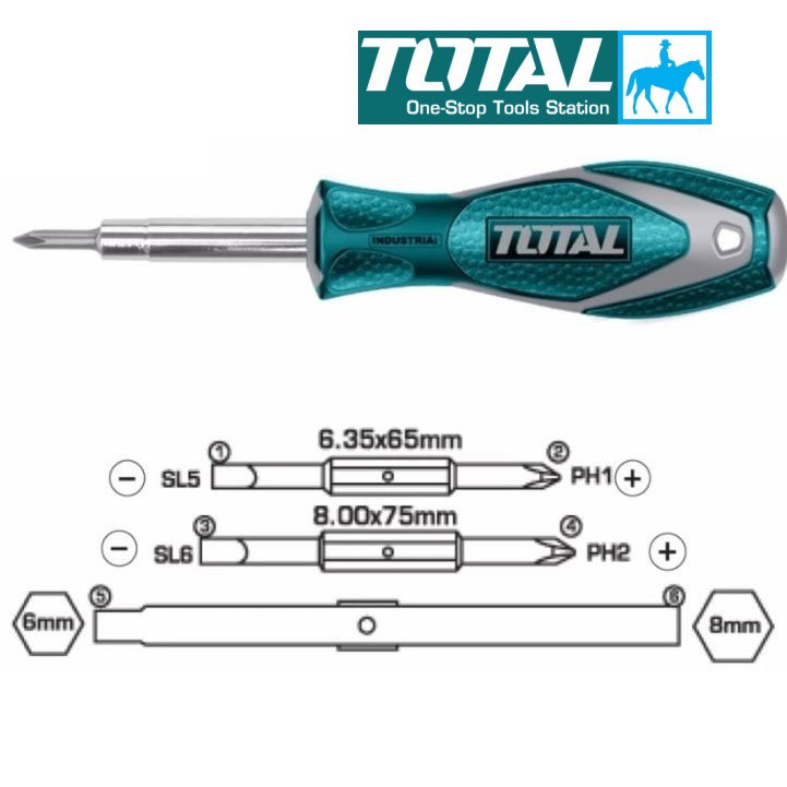 Bộ tua vít 6 trong 1 Thép CRV TOTAL THT2506076