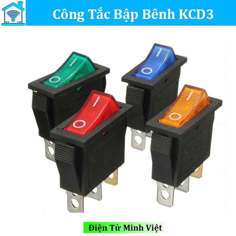 Công Tắc Bập Bênh KCD3 Có Đèn 15A 3 Chân Màu Đỏ