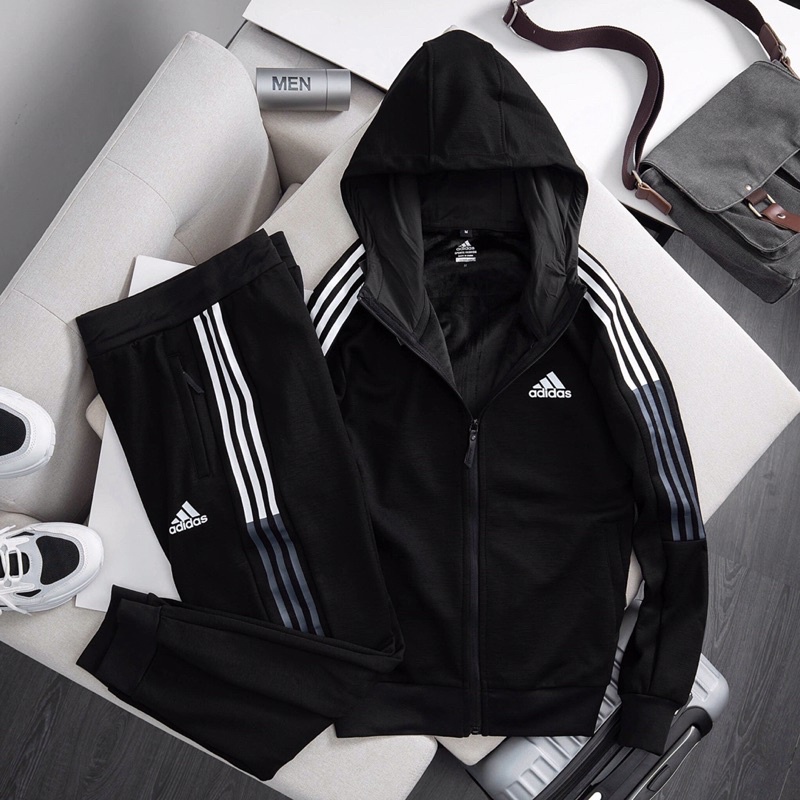 Set bộ đồ thể thao nam adidas lót nhung 3 sọc M118222