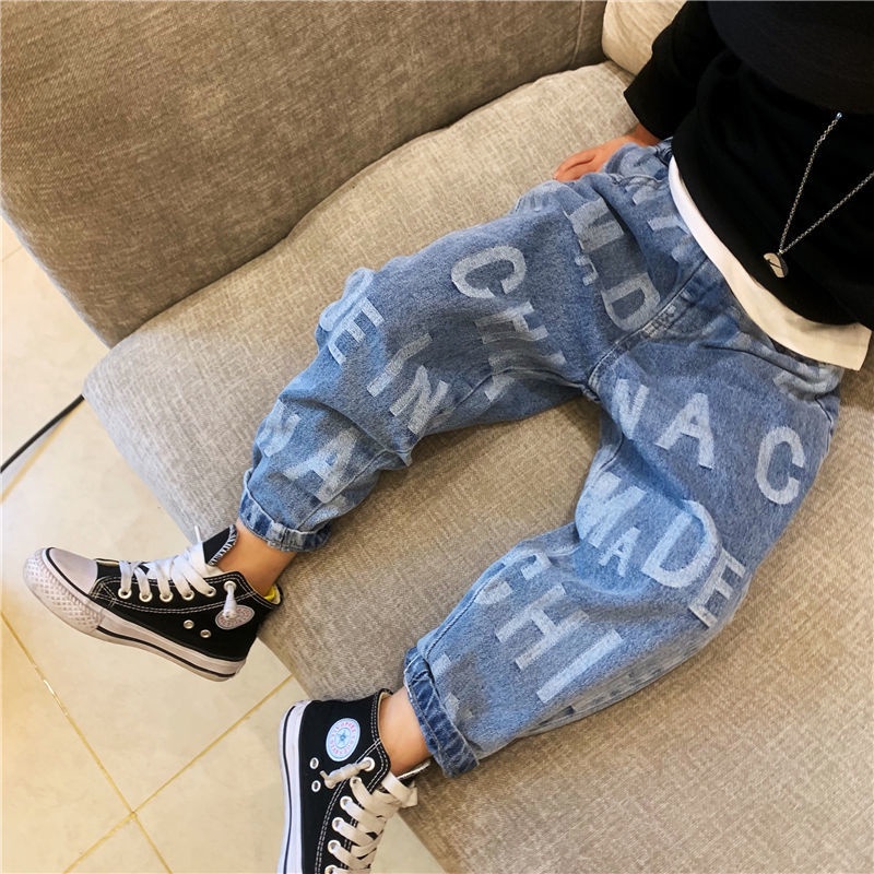 Quần Jean Dài Dáng Rộng Thời Trang Xuân Thu Cá Tính Cho Bé Trai