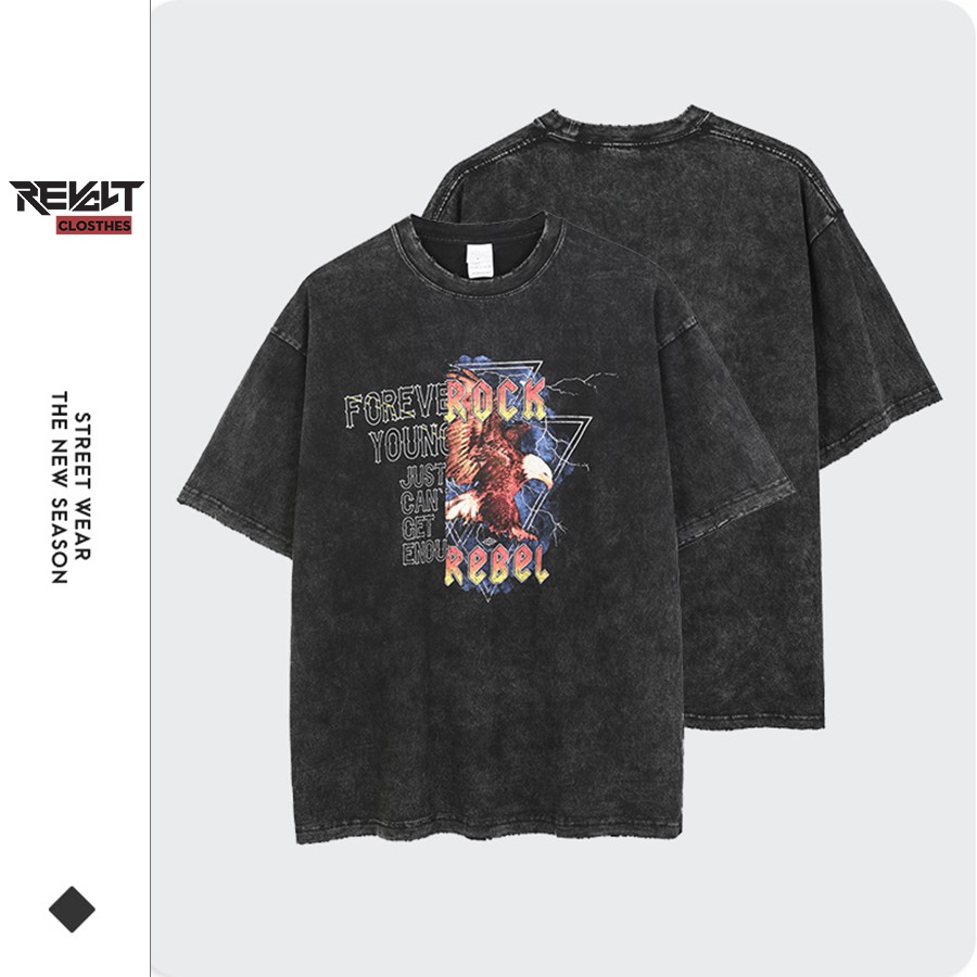 Áo thun nam form rộng Unisex phông đẹp kiểu Vintage màu Wash xám Oversize RevoltClothes T5012