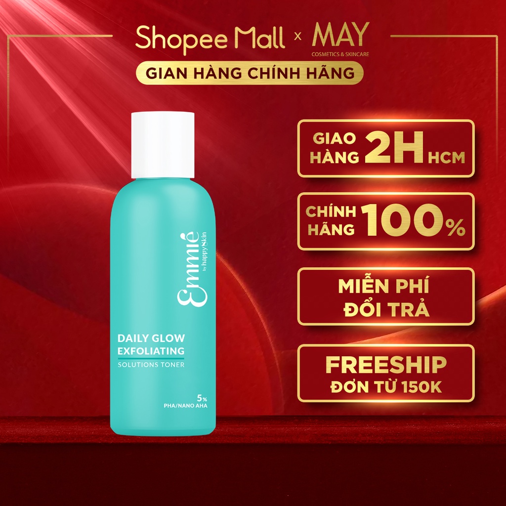 Nước Hoa Hồng Dung Emmie by Happy Skin làm dịu và tẩy tế bào chết 5% PHA/ NANO AHA 230ml