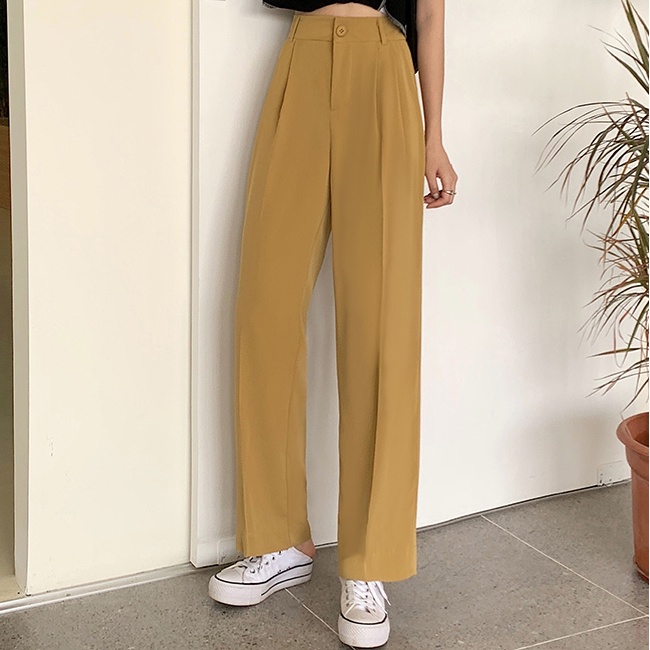 SUXI Quần Dài Lưng Cao Dáng Rộng Thời Trang Mùa Hè Phong Cách Hàn Quốc Cho Nữ