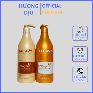 Cặp dầu gội xả TACAVY Collagen 1000ML PHỤC HỒI HƯ TỔN, KHÔ XƠ GÃY RỤNG