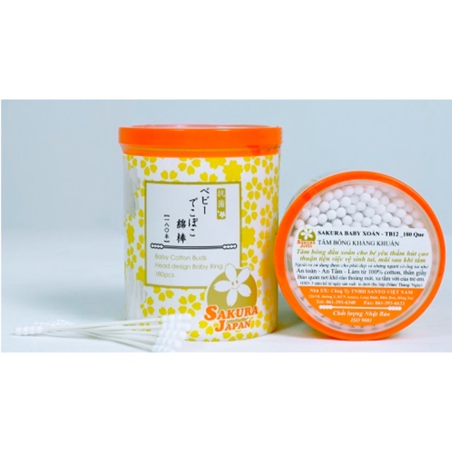 Tăm bông kháng khuẩn trẻ em Sakura 2 đầu xoắn