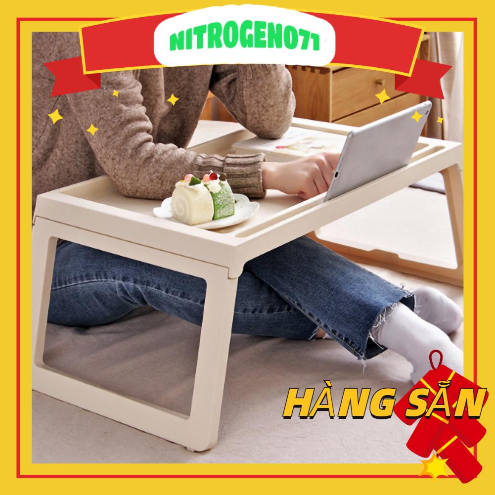 Nitrogen071 Bàn giường máy tính xách tay PP Gấp đơn giản Thiết kế có rãnh hướng xuống gấp lỗ sạc cho Phòng ngủ ký túc xá