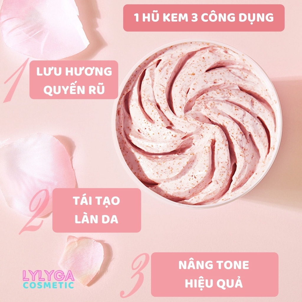 Tẩy tế bào chết body HEYXI Hương Đào Peach Clear 200ml Tẩy da chết toàn thân da dầu da mụn nhạy cảm tại nhà TT03