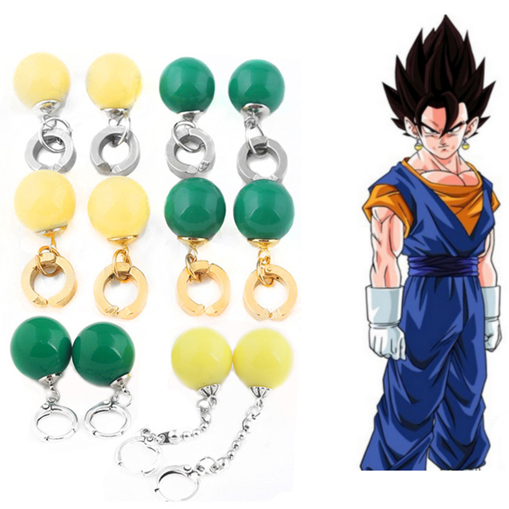 IVANES Unisex Cosplay Clip Earrings Yellow Zamasu Earrings Anime Drop Earrings Zoro Potara 1Pair Black Son Goku Super Dragon Ball Jewelry Green Vegetto Potara Earrings