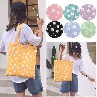 Túi Xách Mua Sắm Chất Liệu Nylon Chống Thấm Nước Họa Tiết Hoa Cúc Nhỏ