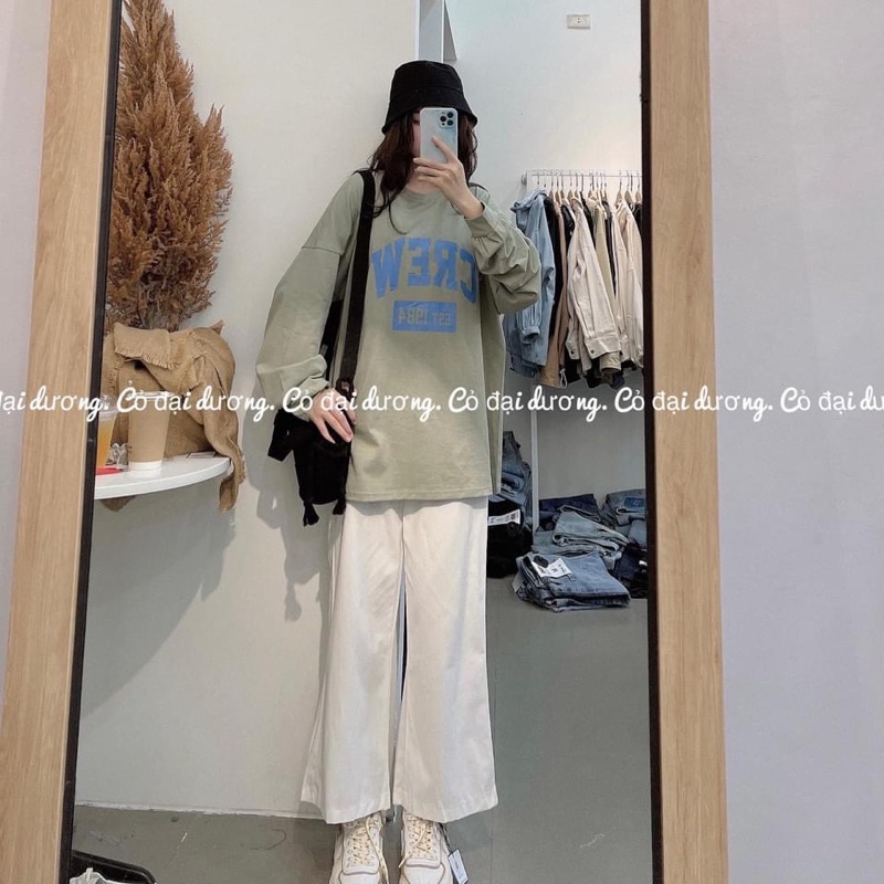 [HÀNG SẴN]Áo phông dài tay CREW hàng quảng châu chất cotton