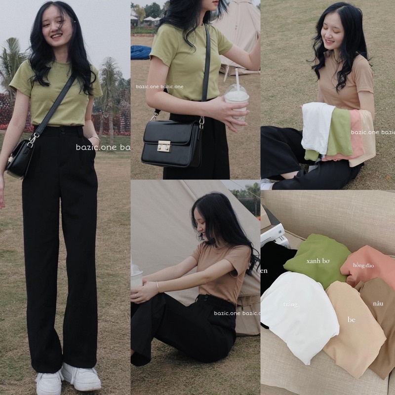 Áo croptop dáng vừa tông màu xinh xắn