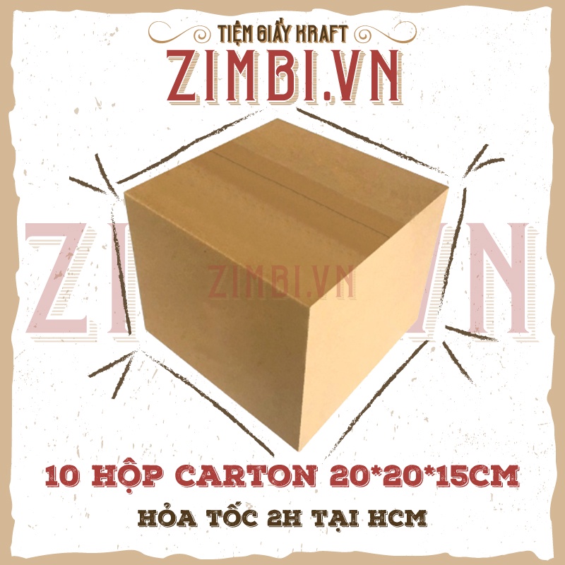 [20x20x15cm] 10 hộp carton ship cod chất lượng Zimbi | Hộp carton đóng hàng giá rẻ