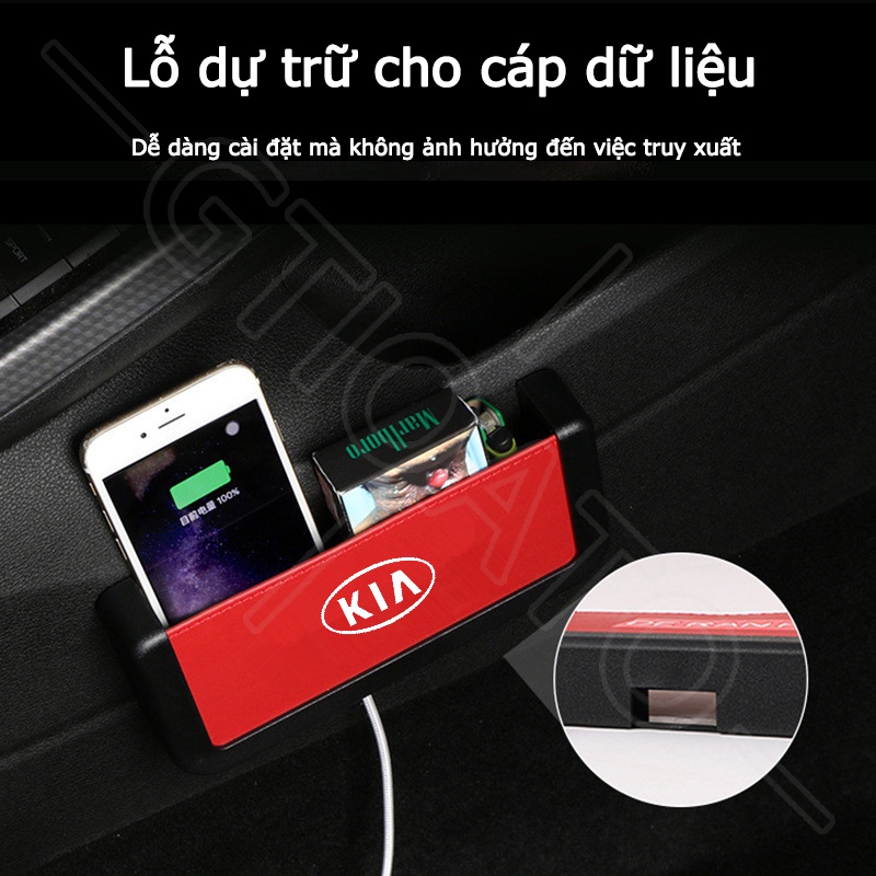 GTIOATO Hộp Đựng Điện Thoại Trên Oto Khay ĐựNg Đồ Ô Tô Hộp Đựng Điện Thoại Trên Xe Túi Đựng Điện Thoại Trên Ô Tô HộP ĐựNg Đồ TrêN Ô Tô Phụ Kiện Xe Hơi Cho KIA Morning Seltos Sonet Carens Soluto Sedona K3 Forte Sorento Rondo Carnival K5 Rio