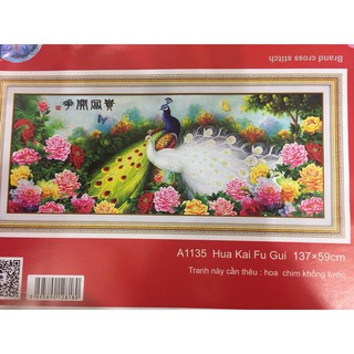 Tranh thêu chữ thập Đôi Công I 137x59cm I A1135