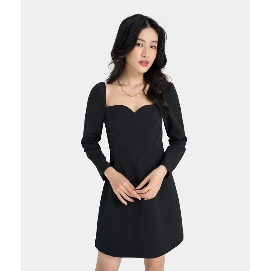 Đầm Ngắn Nữ Thời Trang HNOSS Tay Dài Cúp Trái Tim HNDLU051