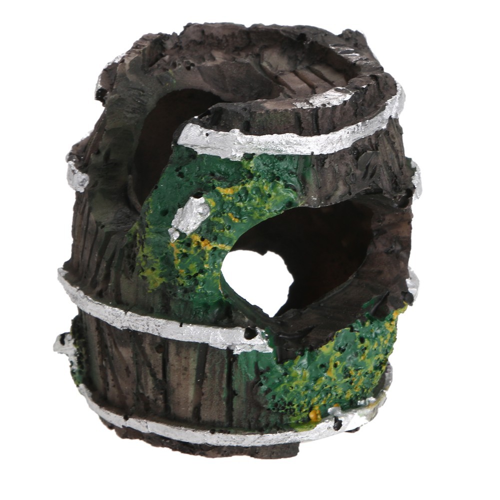 Đồ trang trí hồ cá hình chiếc thùng gỗ vỡ