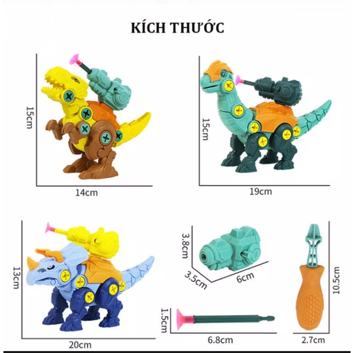 Đồ Chơi Khủng Long Lắp Ráp Có Tua Vít Tháo Lắp - Mô Hình Size To Cho Bé