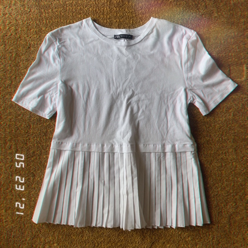 ÁO THUN ZARA XẾP LY SIZE S - ZARA PLAEATED TOP AUTHENTIC