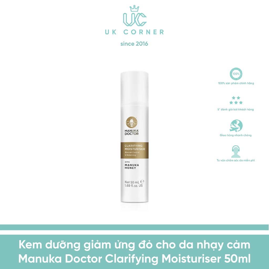 Kem dưỡng giảm ửng đỏ cho da nhạy cảm Manuka Doctor Clarifying Moisturiser