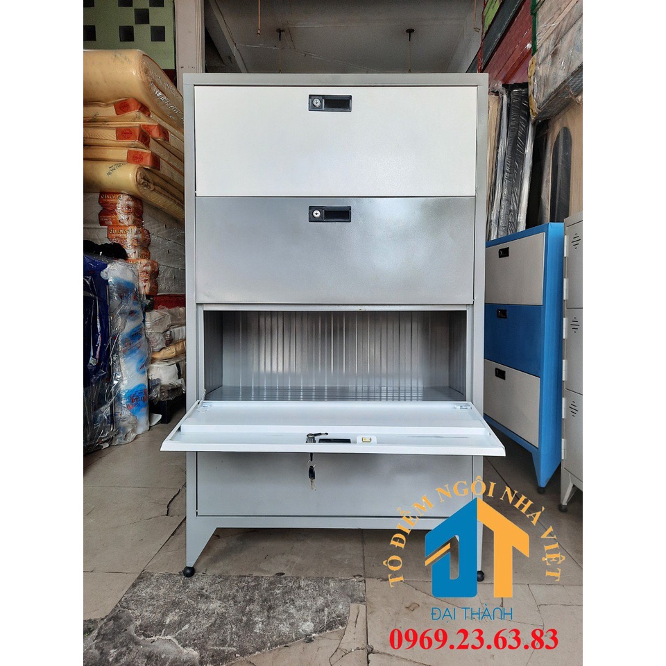 Tủ sắt 4 ngăn bật sơn tĩnh điện