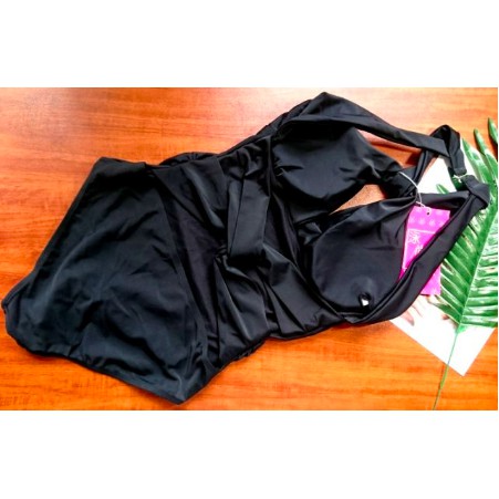 Bikini liền thân cổ yếm đắp chéo cắt cúp lưng thời thượng