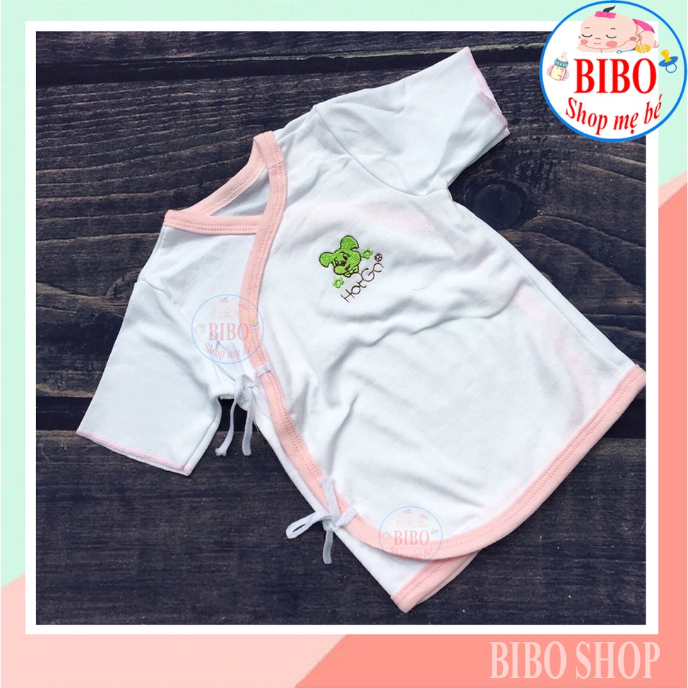 Áo Sơ Sinh Cột Dây Họa Tiết In Nền Trắng Cho Bé Dưới 6Kg - Áo Bé Sơ Sinh Hiệu Hotga
