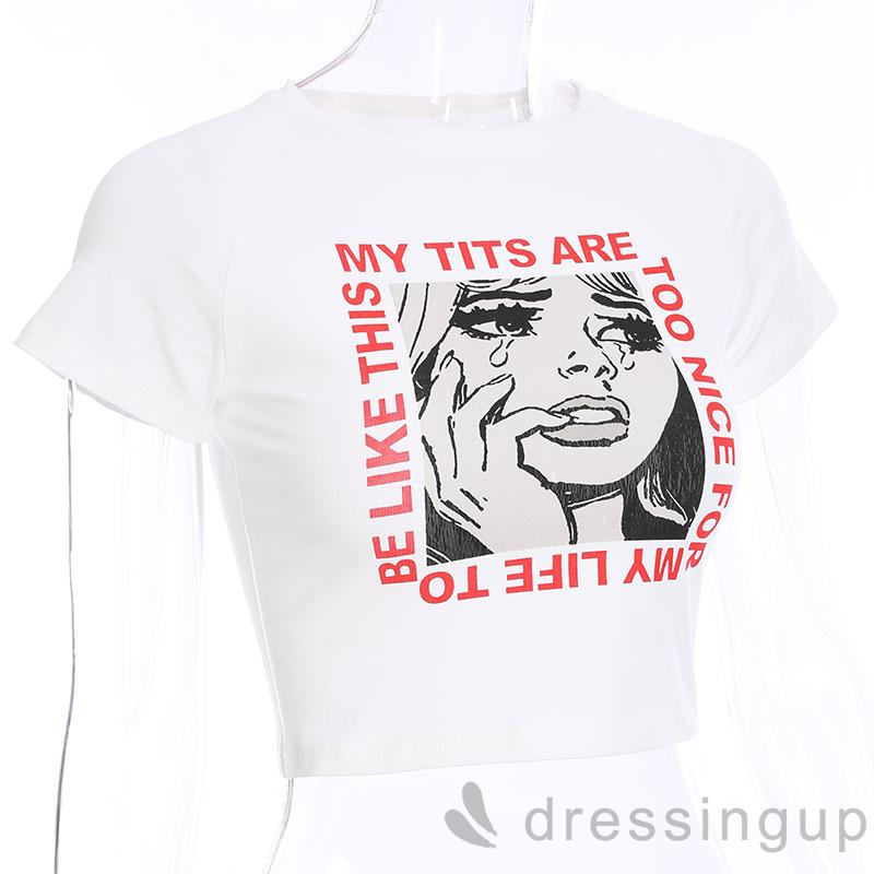 Áo Thun Tay Ngắn In Chữ Trẻ Trung Cho Nữ