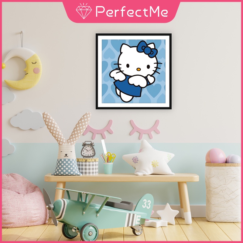 Bộ Tranh Đính Đá 5D Tự Làm 30x30CM Hình Hello Kitty Trang Trí Nhà Cửa
