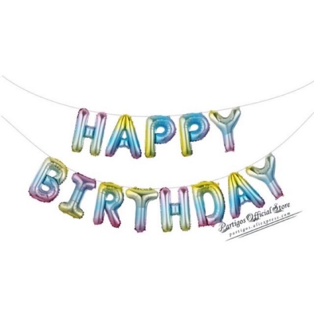 Bóng Chữ Happy Birthday cỡ 16 inch ~ 40cm Trang Trí Sinh Nhật có kèm dây treo
