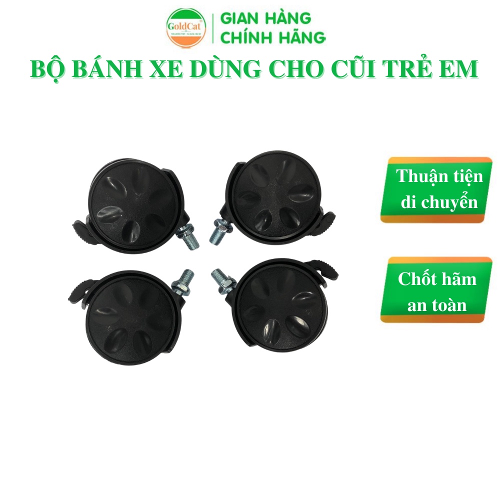 Bộ Bánh Xe Cho Cũi GOLDCAT Có Chốt Hãm An Toàn Không Lo Trôi Trượt, Giúp Di Chuyển Dễ Dàng, Thuận Tiện