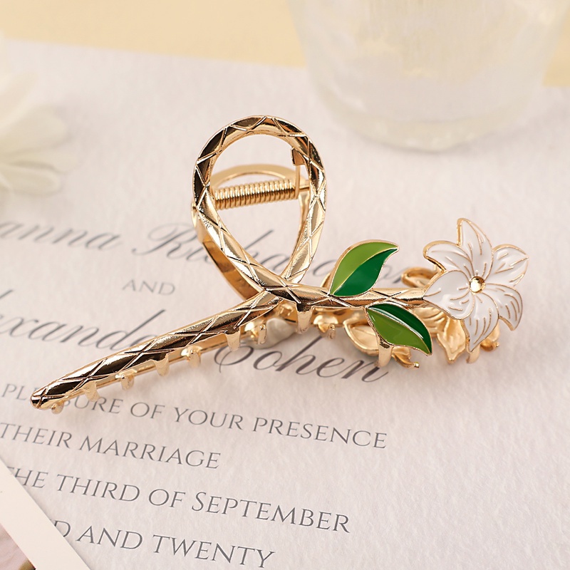 Kẹp Tóc Kim Loại Hình Hoa lily Màu Vàng Thời Trang Cho Nữ