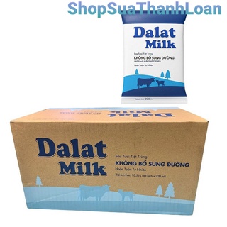Thùng 48 Bịch Sữa tươi tiệt trùng Không Đường Dalat Milk 220ml