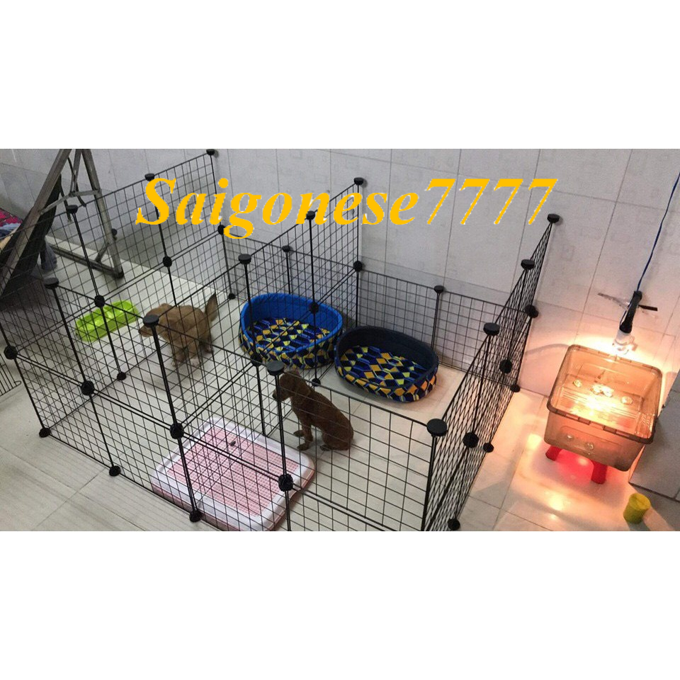 (70*70*35 cm) Chuồng Mini 2 Tầng 17 Miếng Lưới Sắt Lắp Ghép Đa Năng Làm Hàng Rào Lồng Quây Thú Cưng