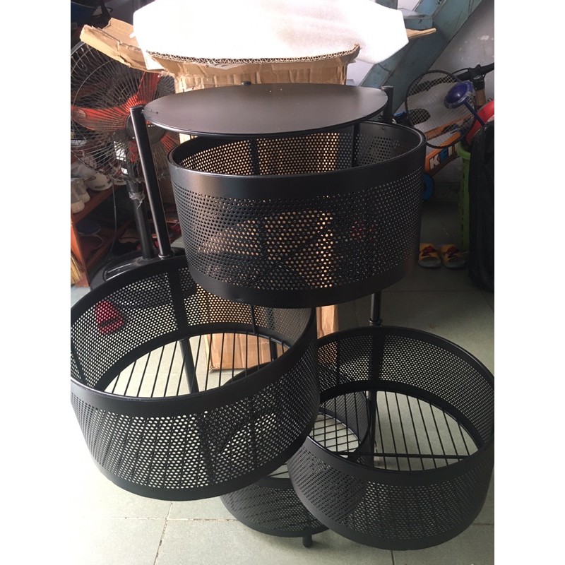 kệ tròn 4 tầng đa năng, kệ tròn đựng vật dụng tiện lợi có bánh xe